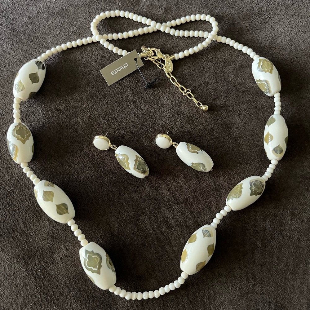 CHICOS beaded necklace and matching earrings